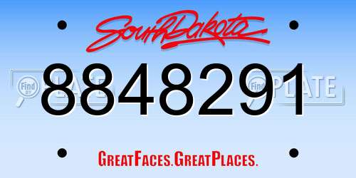 8848291 South Dakota License Plate