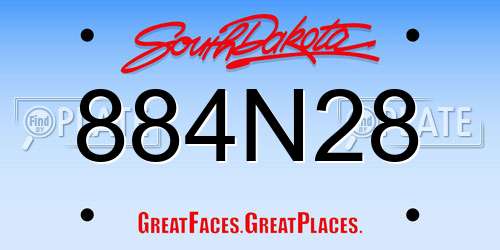 884N28 South Dakota License Plate