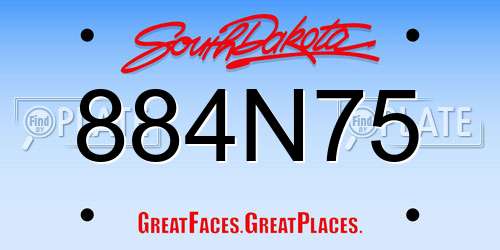 884N75 South Dakota License Plate