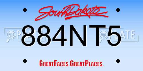 884NT5 South Dakota License Plate