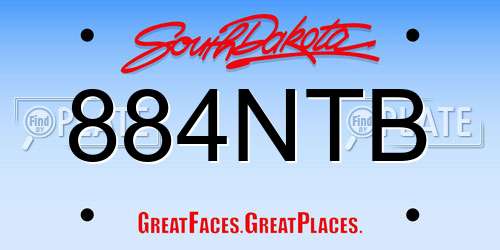 884NTB South Dakota License Plate