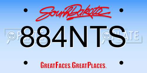 884NTS South Dakota License Plate