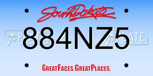 884NZ5 South Dakota License Plate
