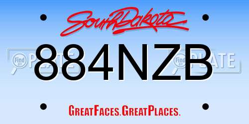 884NZB South Dakota License Plate