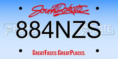 884NZS South Dakota License Plate