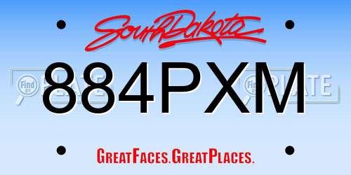 884PXM South Dakota License Plate