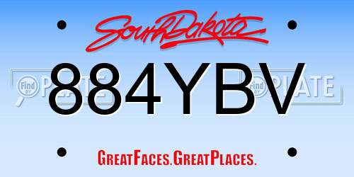 884YBV South Dakota License Plate