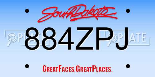 884ZPJ South Dakota License Plate
