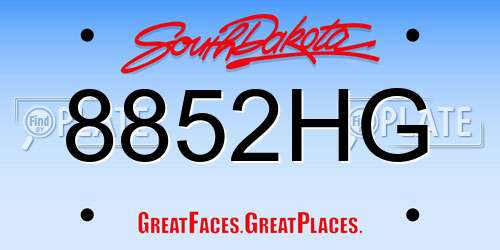 8852HG South Dakota License Plate