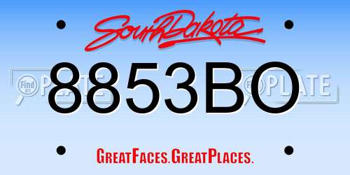 8853BO South Dakota License Plate