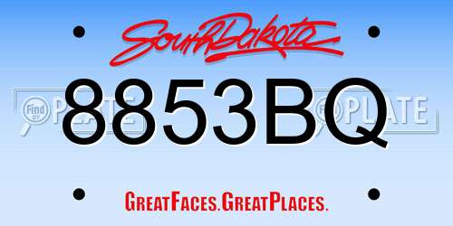 8853BQ South Dakota License Plate