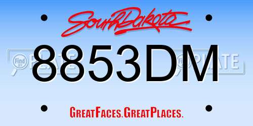 8853DM South Dakota License Plate