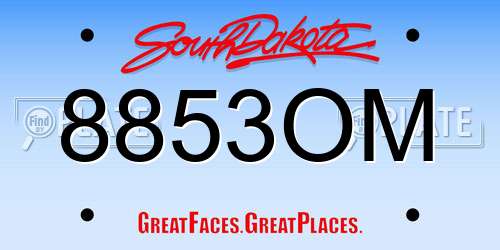 8853OM South Dakota License Plate