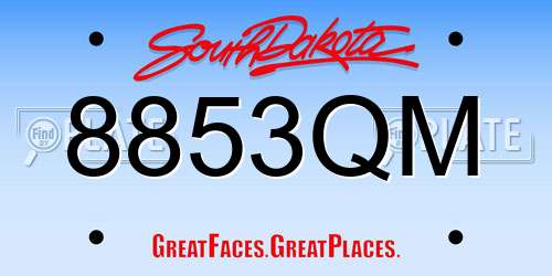 8853QM South Dakota License Plate