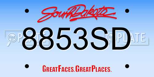 8853SD South Dakota License Plate