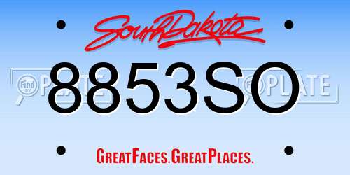 8853SO South Dakota License Plate