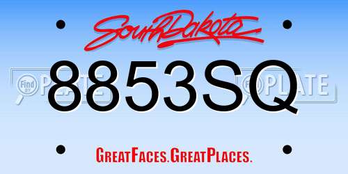 8853SQ South Dakota License Plate