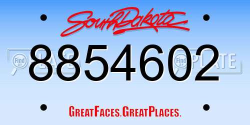 8854602 South Dakota License Plate