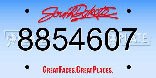 8854607 South Dakota License Plate