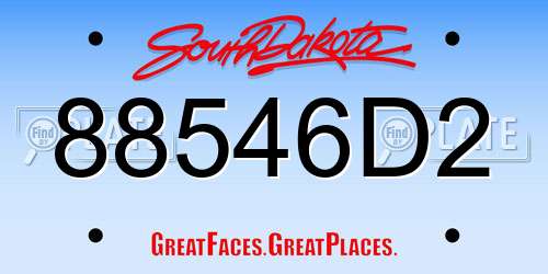 88546D2 South Dakota License Plate