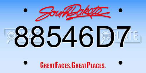 88546D7 South Dakota License Plate