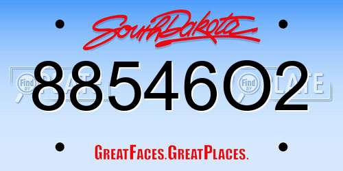 88546O2 South Dakota License Plate