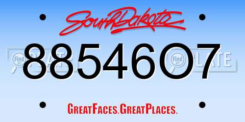88546O7 South Dakota License Plate
