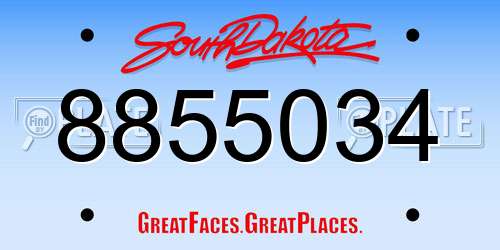 8855034 South Dakota License Plate