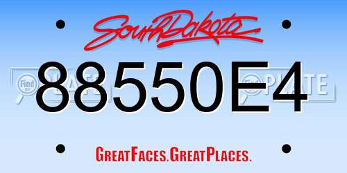 88550E4 South Dakota License Plate