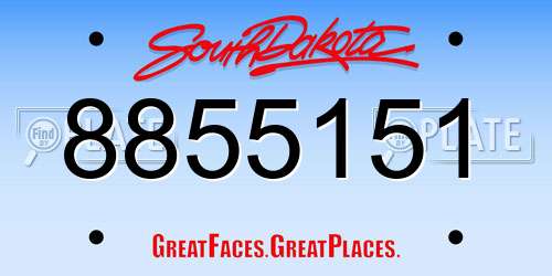 8855151 South Dakota License Plate