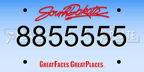 8855555 South Dakota License Plate