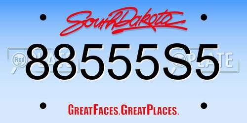 88555S5 South Dakota License Plate