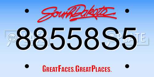 88558S5 South Dakota License Plate