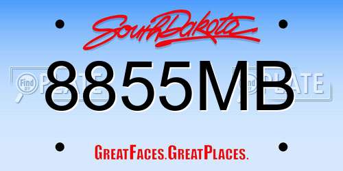 8855MB South Dakota License Plate