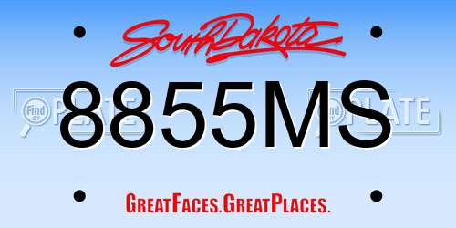 8855MS South Dakota License Plate