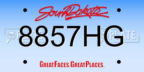 8857HG South Dakota License Plate