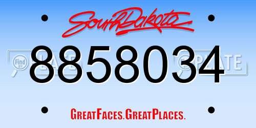 8858034 South Dakota License Plate