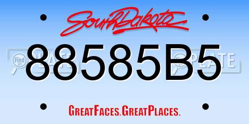 88585B5 South Dakota License Plate