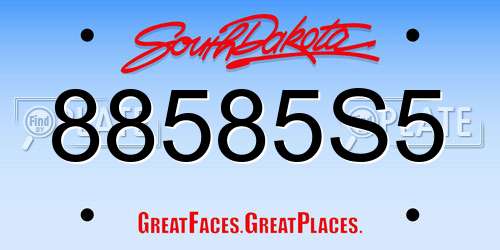 88585S5 South Dakota License Plate
