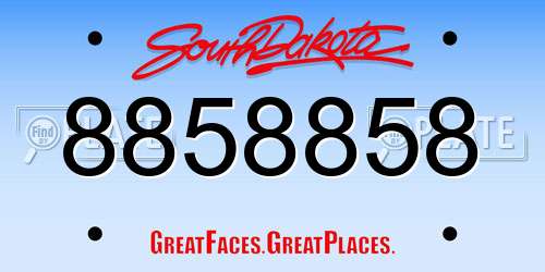 8858858 South Dakota License Plate