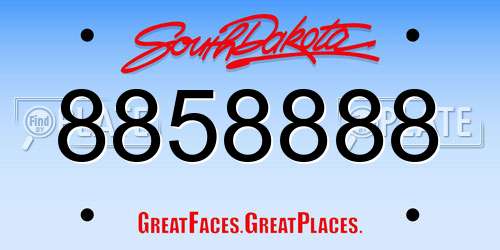 8858888 South Dakota License Plate