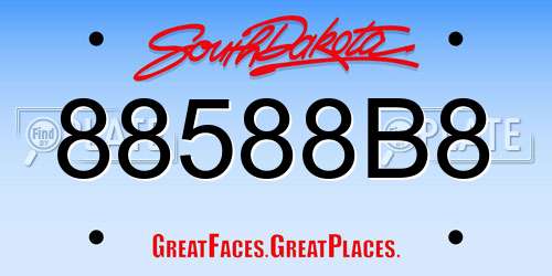 88588B8 South Dakota License Plate