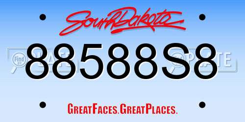88588S8 South Dakota License Plate