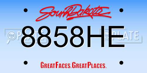 8858HE South Dakota License Plate