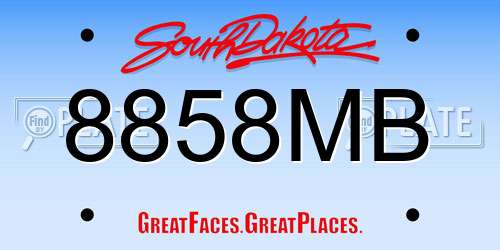 8858MB South Dakota License Plate