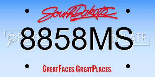 8858MS South Dakota License Plate