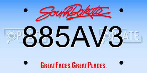 885AV3 South Dakota License Plate