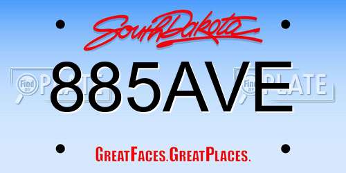 885AVE South Dakota License Plate