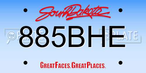 885BHE South Dakota License Plate
