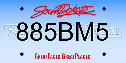 885BM5 South Dakota License Plate